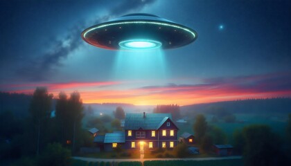 ufo sobre una vivienda