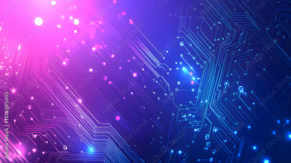 Aufkleber a background design with a blue and purple gradient color, with circuit board elements in the foregr