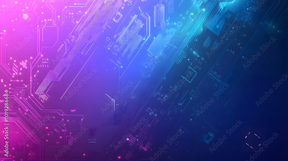 Aufkleber a background design with a blue and purple gradient color, with circuit board elements in the foregr