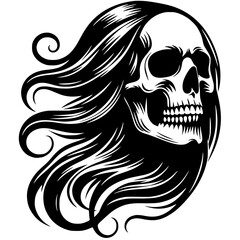 Long haired skull silhouette