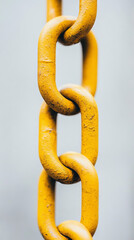 Obraz premium Close-up of a yellow chain, the links connected, strong and sturdy.
