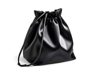 Fototapeta premium A black drawstring bag on a clean white background design, suitable for branding mockup design