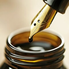 Close-Up of Fountain Pen with Ink Drop