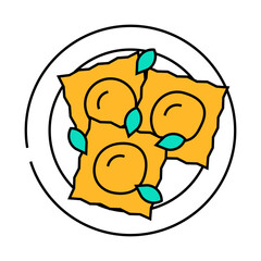 ravioli pasta italian cuisine line icon vector. ravioli pasta italian cuisine sign. isolated symbol illustration