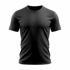 Black t-shirt on a white isolate background, perfect for casual wear or graphic designs.