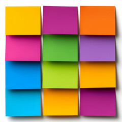 Fototapeta premium Colorful sticky notes arranged in a grid, perfect for organization and decoration.