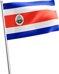 Costa Rica realistic 3D flag render