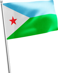 Djibouti realistic 3D flag render