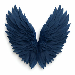 Obraz premium Elegant blue wings design on white background, perfect for creative projects.