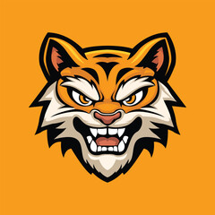 vector logo design, simple tiger mascot