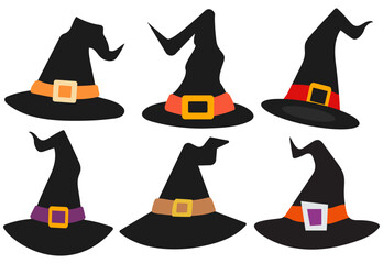 Halloween witch hats isolated on white background.