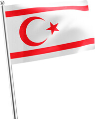 Northern Cyprus realistic 3d flag render