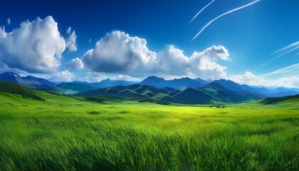 Obraz premium field and sky「冴えわたる青空と野原」