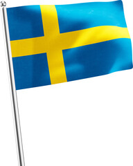 Sweden realistic 3d flag render