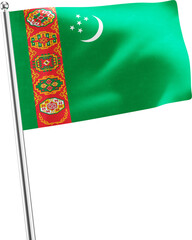 Turkmenistan realistic 3d flag render