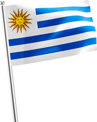 Uruguay realistic 3d flag render