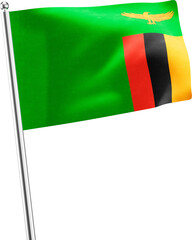 Zambia realistic 3d flag render