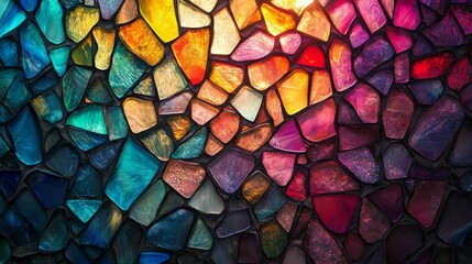 A mosaic of multicolored glass stones with a gradient effect