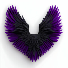Fototapeta premium Stylized purple and black wings, designed for art or branding on a white isolated background.