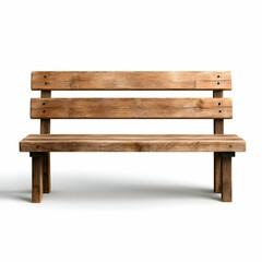 Wooden bench with a rustic design, perfect for outdoor settings or garden decor, showcasing a natural wood grain pattern.