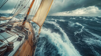 Obraz premium Sailing Through a Stormy Sea