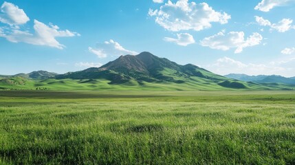 Fototapeta premium Mountain Landscape with Green Meadow