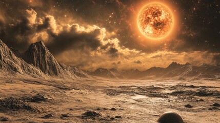 Alien Landscape with a Red Giant