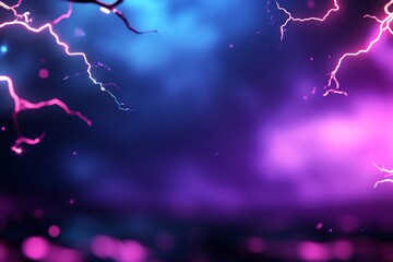 A vibrant abstract scene featuring lightning and colorful clouds.