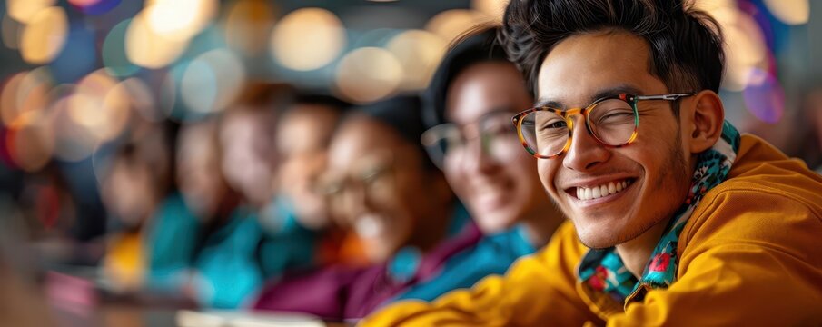 Adult education and lifelong learning, diverse students, vibrant colors, photography, engaging