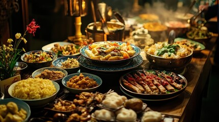 Fototapeta premium A Table of Delectable Dishes