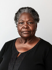 Obraz premium Portrait of serious looking senior black woman