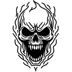 Scary skull sketch silhouette