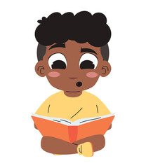 cute boy reading a book