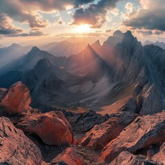 Fototapeta premium Majestic Mountain Range at Sunset