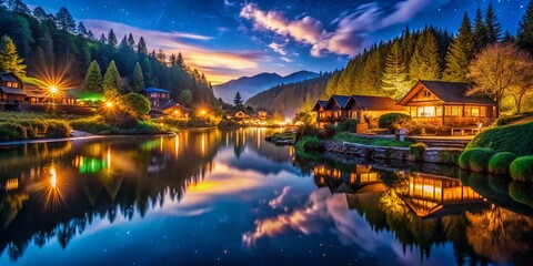 Fototapeta premium Serene Good Night Sunday Pictures Featuring Cozy Nightscapes and Relaxing Evening Vibes for Peaceful Rest