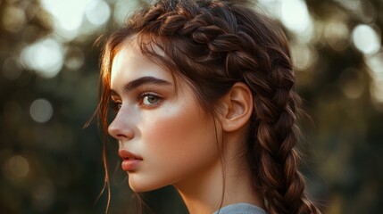Fototapeta premium Portrait of a young woman with braided hair