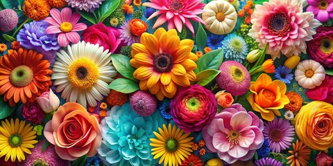 A vibrant tapestry of blossoms, each petal a brushstroke of color, creating a breathtaking symphony of floral artistry.