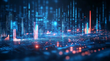 Fototapeta premium Abstract Digital Blue Background with Glow Effects