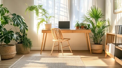 Home Office with Plants