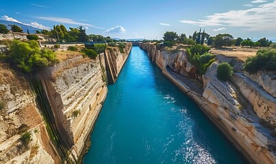 Obraz premium The Corinth Canal situated in Greece.