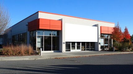 Modern Commercial Building with Blank Sign Space