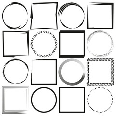 Geometric frame set. Vector shape collection. Simple border style. Abstract outline design.