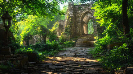 Fototapeta premium old stone bridge in a forest