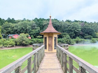 the floating water lodge on the lake