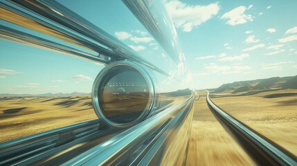Obraz premium Futuristic high-speed pod traveling through transparent tube
