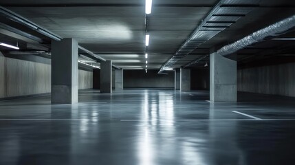 Naklejka premium Empty Underground Parking Garage