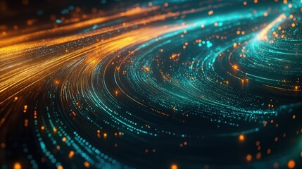Obraz premium Flowing data streams with vibrant connectivity visualization