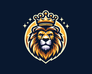 King Lion Head Logo Design Vector illustration