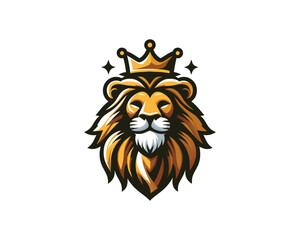 King Lion Head Logo Design Vector illustration