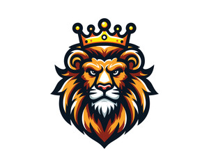 King Lion Head Logo Design Vector illustration